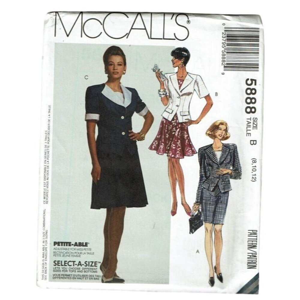 McCall's Sewing Pattern 5888 Misses Jacket Top Pants‎ Size 8-12